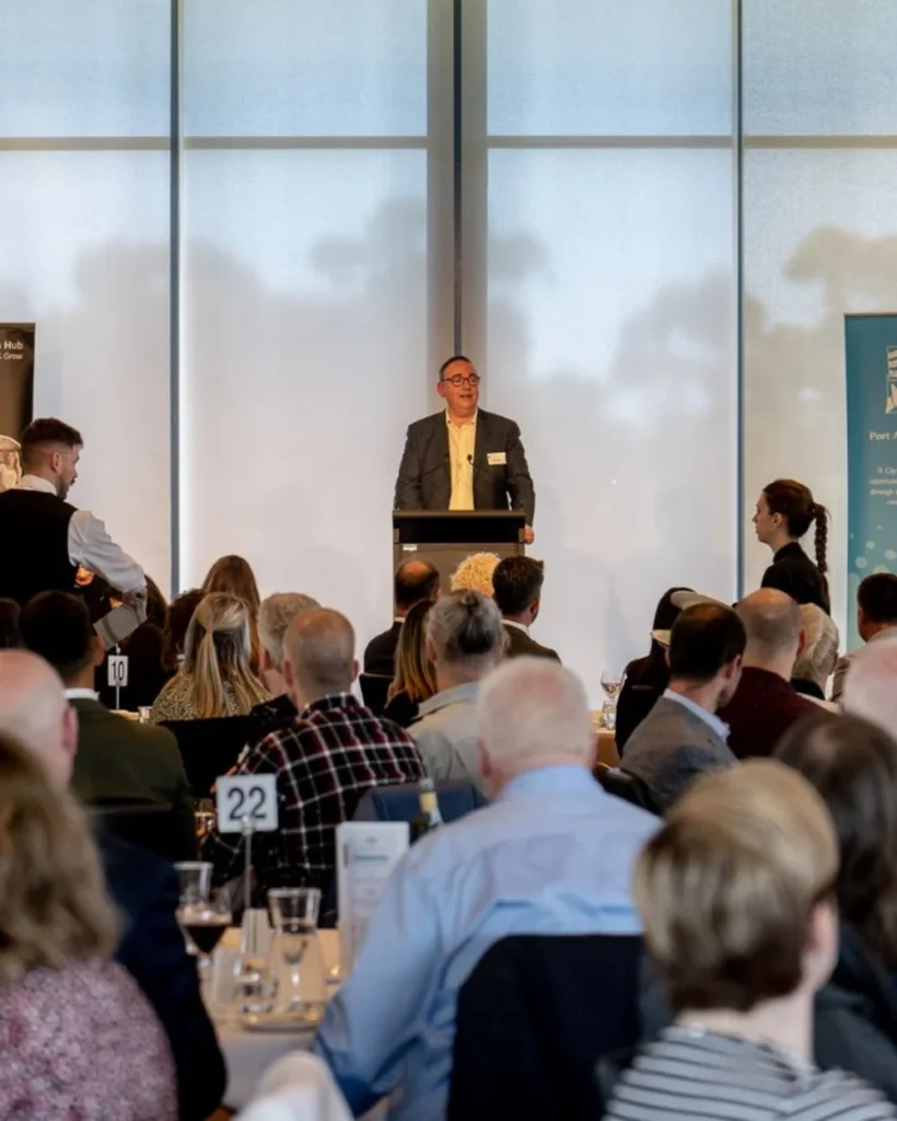 Steve Davis MC for Women In Business event at Adelaide Oval